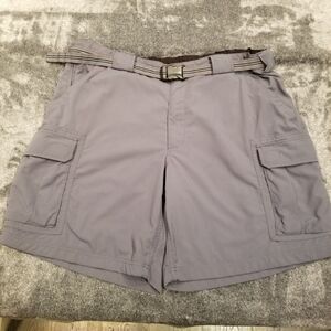 Duluth Trading Co Mens Gray Belted Microfiber Cargo Shorts Size‎ 2XL Hiking Camp